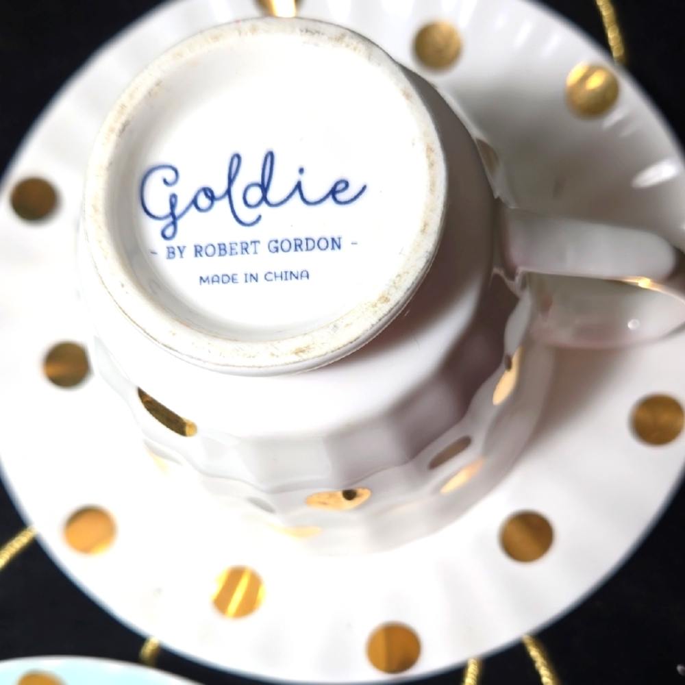 Goldie Mint and Gold Polka Dot Teacup Set